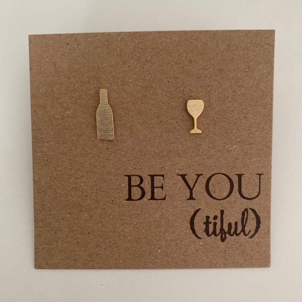 Gold Wine Themed Earrings
